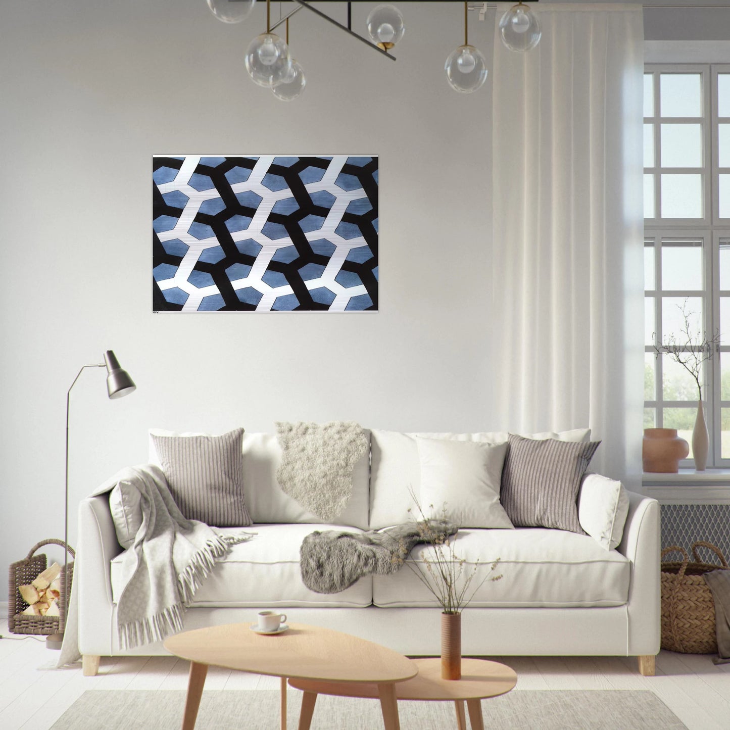 INTERLACED HEXAGON - MC Escher Brushed Aluminum Print - 70x100 cm / 28x40 inches | MC Escher Aluminum Print | MC Escher Prints