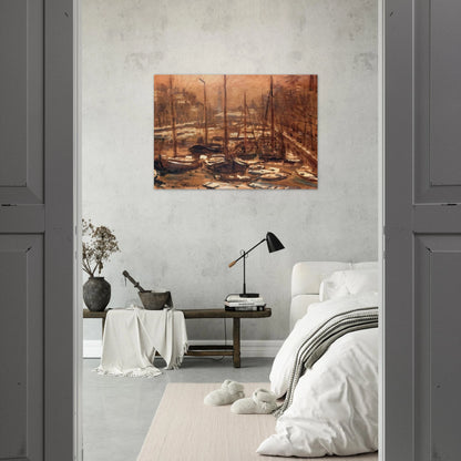 Geldersekade of Amsterdam Invierno - claude monet Brushed Aluminum Print - 70x100 cm / 28x40 inches | claude monet Aluminum Print | claude monet Prints