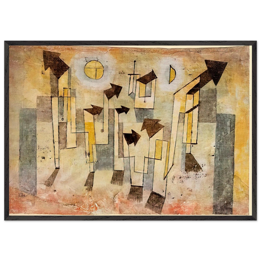 WALL PAINTING FROM THE TEMPLE OF LONGING 1922 - Paul Klee 70x100 cm / 28x40 inches Framed Art Print – Black Wooden Frame