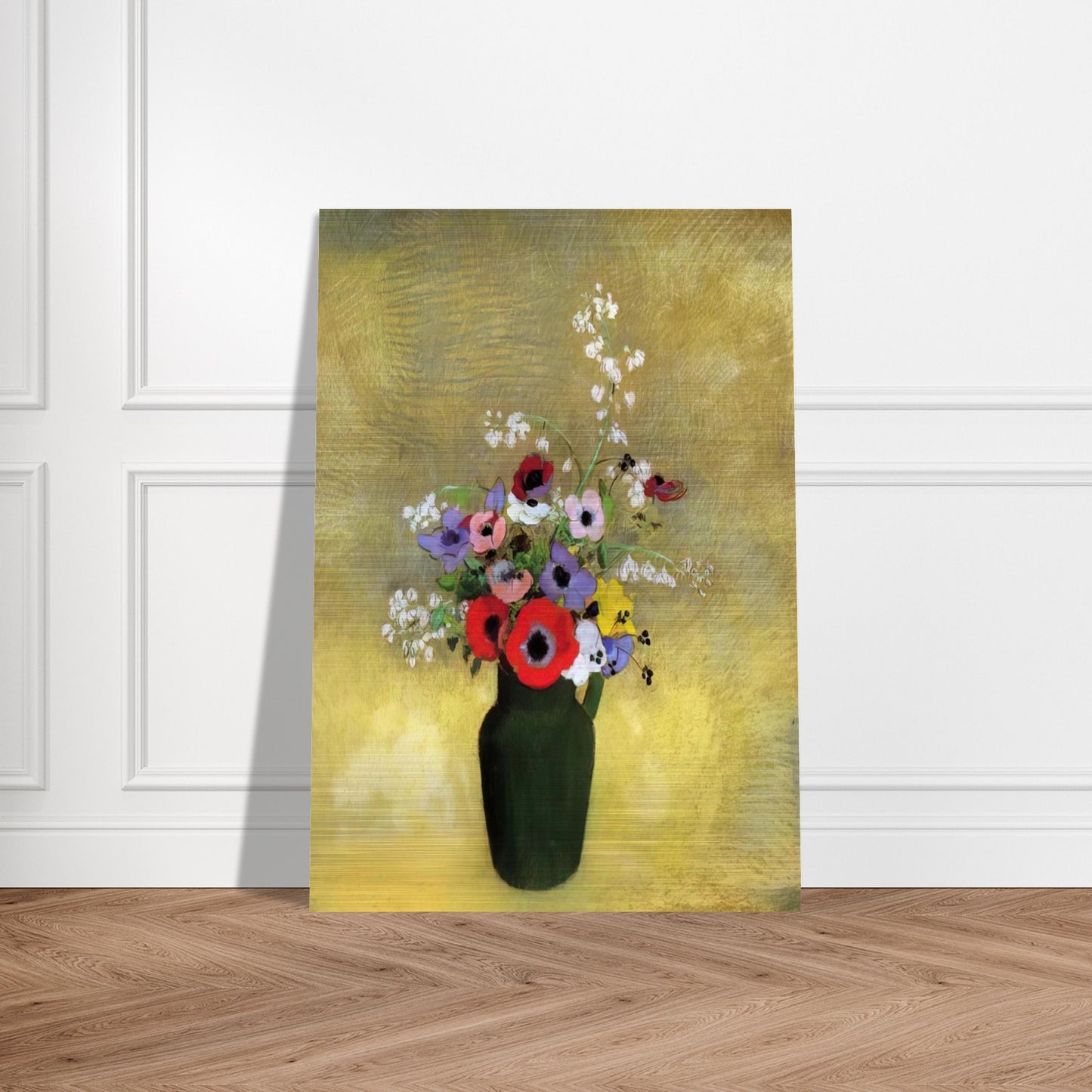FLOWERS IN A GREEN PITCHER - Odilon Redon Brushed Aluminum Print - 70x100 cm / 28x40 inches | Odilon Redon Aluminum Print | Odilon Redon Prints