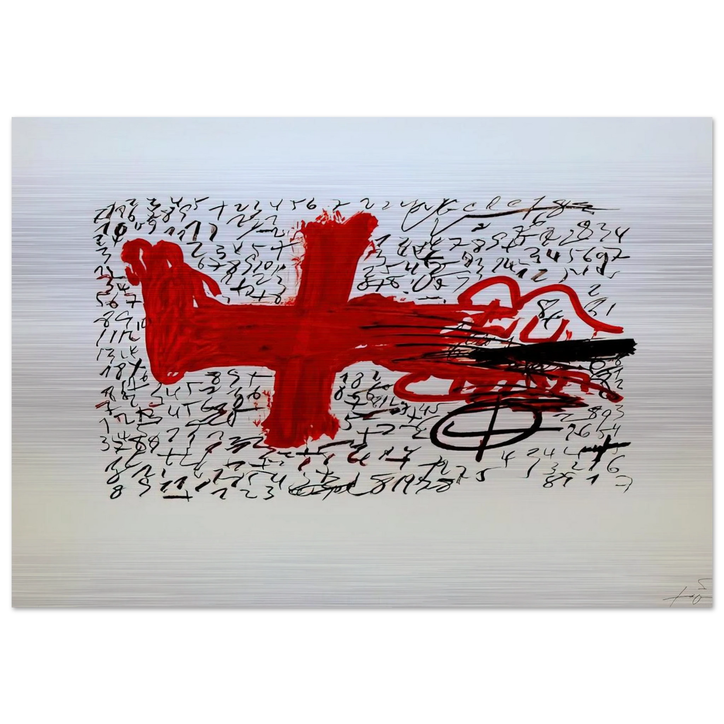 JAMBE ET CHIFFRES 1984 - Antoni Tapies Brushed Aluminum Print - 70x100 cm / 28x40 inches | Antoni Tapies Aluminum Print | Antoni Tapies Prints