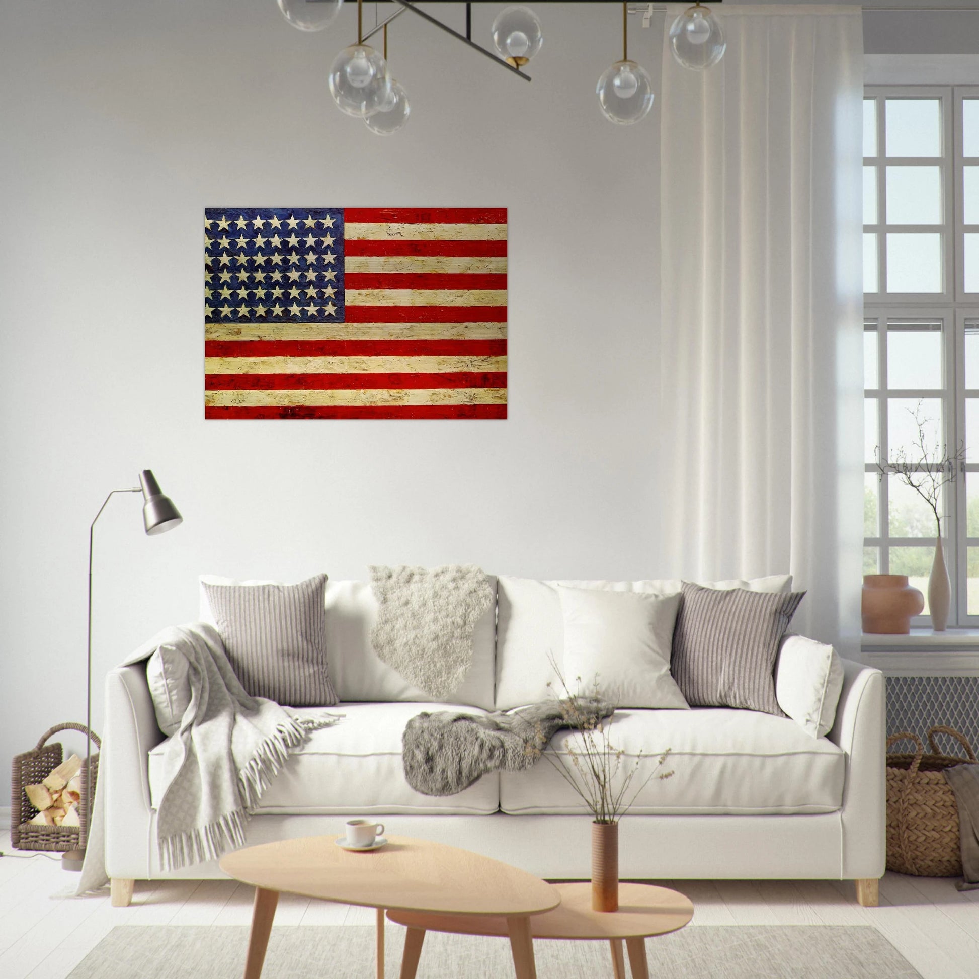 FLAG - Jasper Johns Brushed Aluminum Print - 70x100 cm / 28x40 inches | Jasper Johns Aluminum Print | Jasper Johns Prints