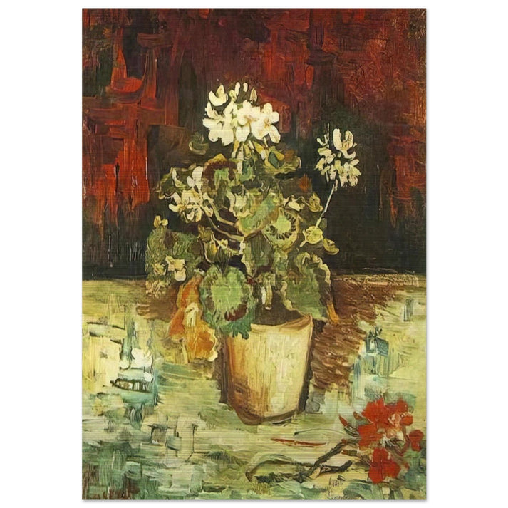 Geranium in a Flowerpot - Vincent van Gogh Brushed Aluminum Print - 70x100 cm / 28x40 inches | Vincent van Gogh Aluminum Print | Vincent van Gogh Prints