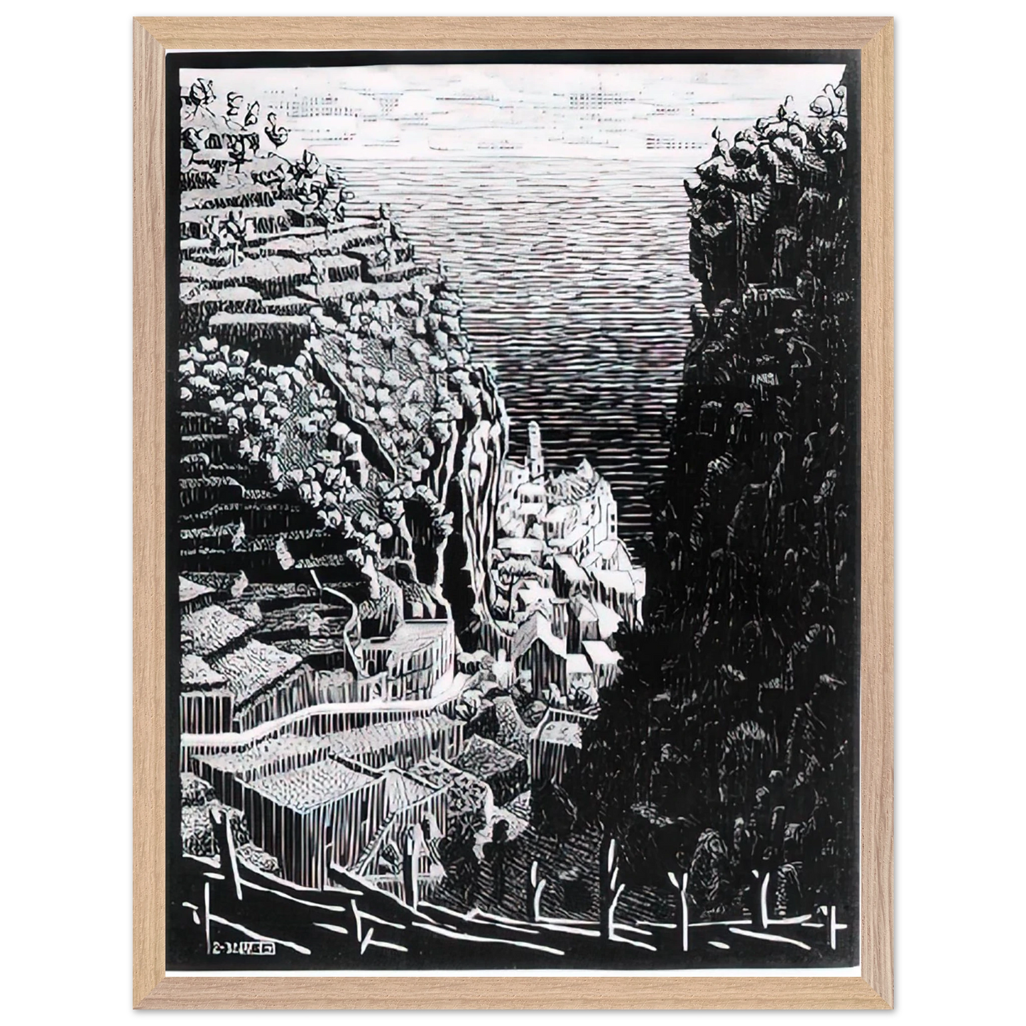 MC Escher - ATRANI COAST OF AMALFI 1 Wall Art - 30x40 cm / 12x16 inches - Fine Art Poster-canvas - -