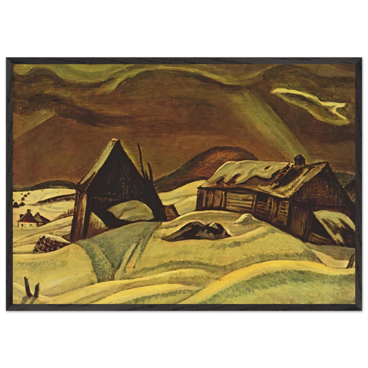 Grey Day Laurentians - 1928 - AY Jackson 70x100 cm / 28x40 inches Framed Art Print – Black Wooden Frame