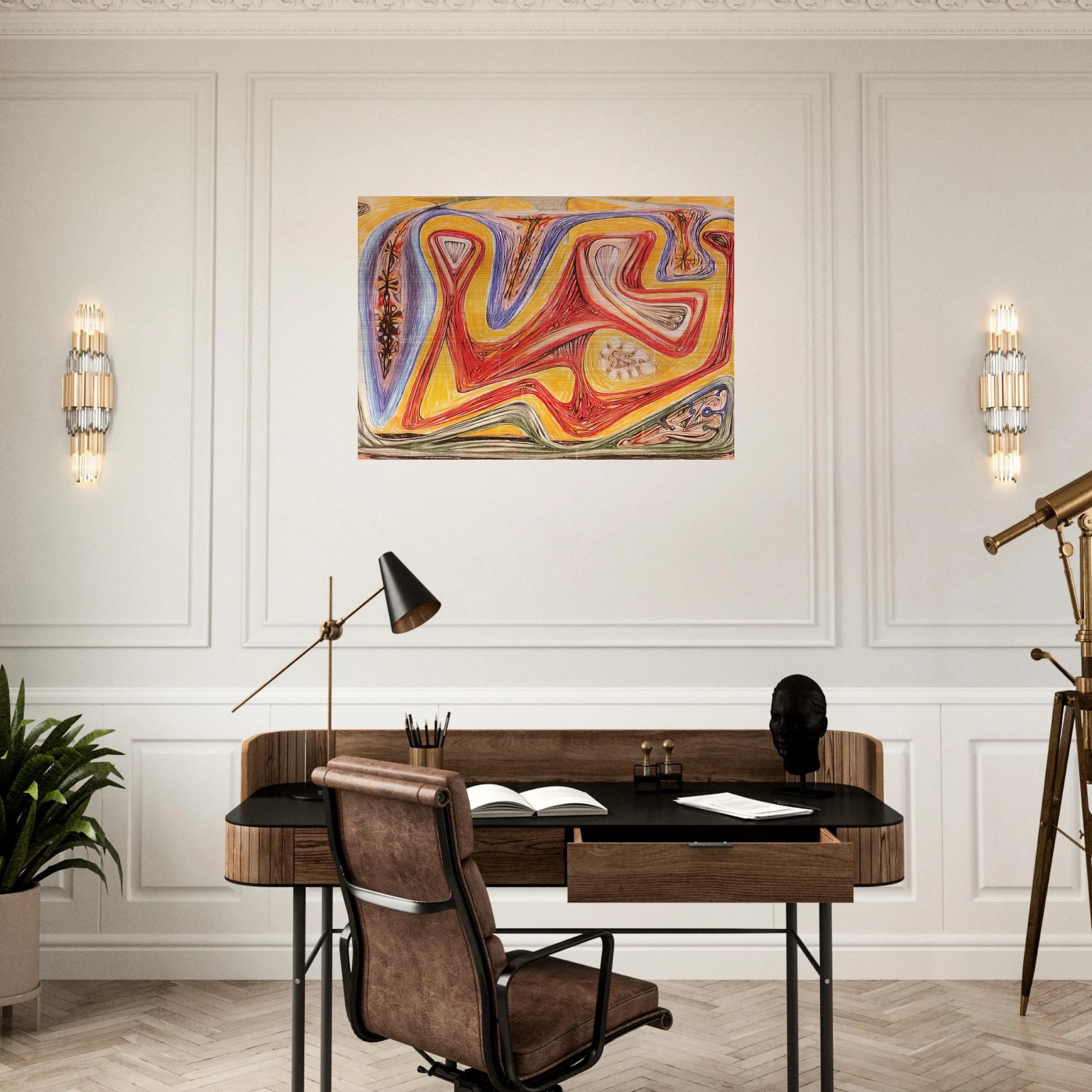 GLANDE FICTION 1938 - Roberto Matta Brushed Aluminum Print - 70x100 cm / 28x40 inches | Roberto Matta Aluminum Print | Roberto Matta Prints