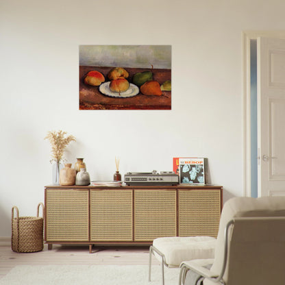 Still Life Plate and Fruit - Paul Cézanne Brushed Aluminum Print - 70x100 cm / 28x40 inches | Paul Cézanne Aluminum Print | Paul Cézanne Prints