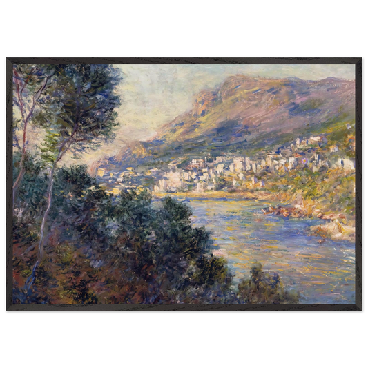 Monte Carlo Seen from Roquebrune - claude monet 70x100 cm / 28x40 inches Framed Art Print – Black Wooden Frame