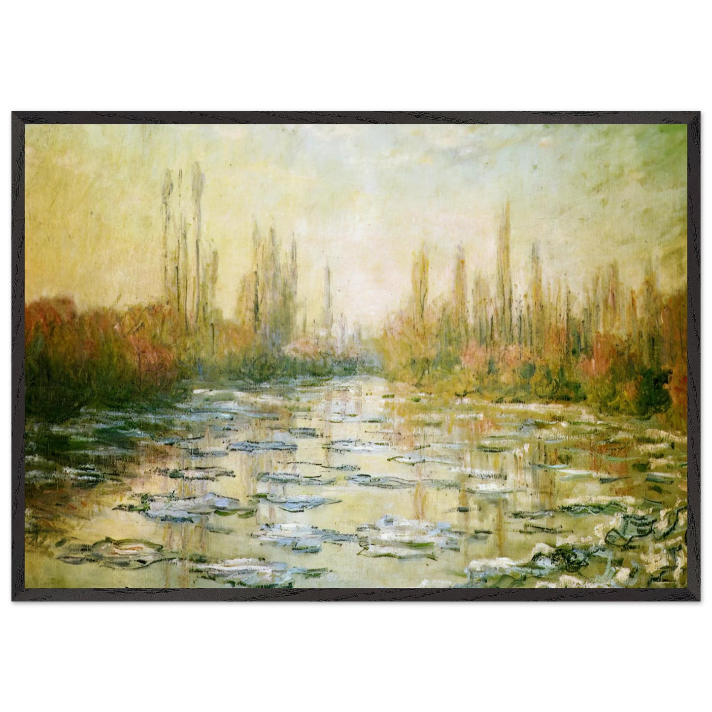 The Ice Floes - claude monet 70x100 cm / 28x40 inches Framed Art Print – Black Wooden Frame