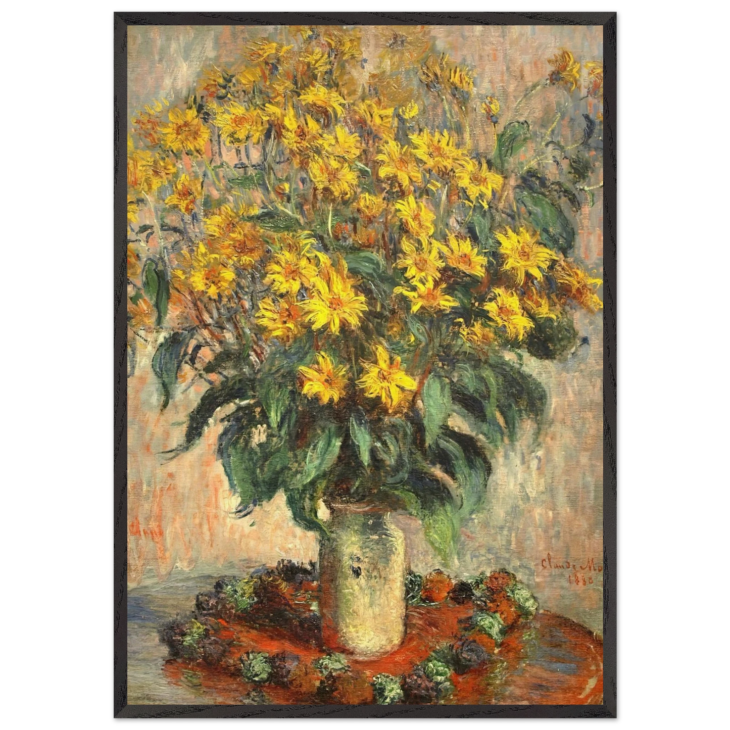 Jerusalem Artichokes - claude monet 70x100 cm / 28x40 inches Framed Art Print – Black Wooden Frame