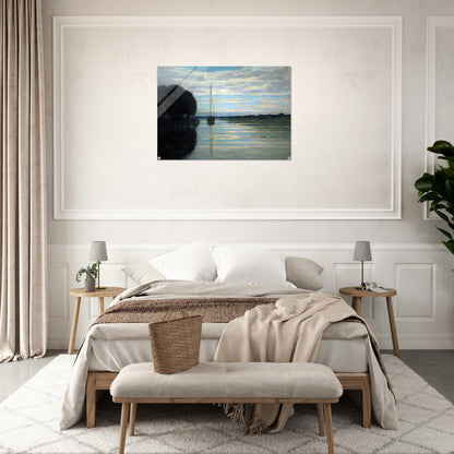 River view with a boat Sun - Piet Mondrian Acrylic Print - 70x100 cm / 28x40″ inches | Piet Mondrian Wall Art | Piet Mondrian Prints