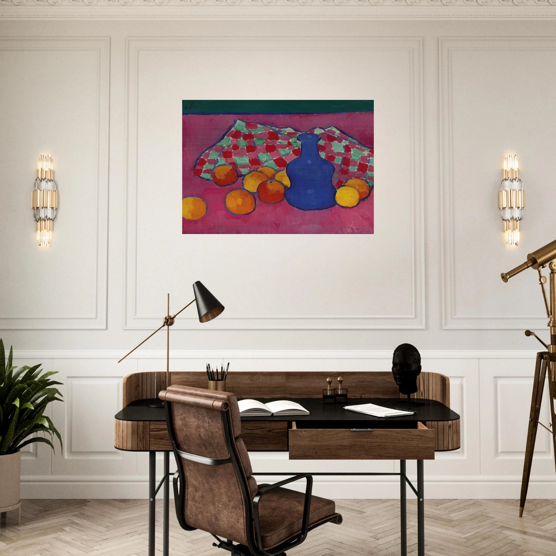 BLAUE VASE MIT ORANGEN 1908 - Alexej von Jawlensky Brushed Aluminum Print - 70x100 cm / 28x40 inches | Alexej von Jawlensky Aluminum Print | Alexej von Jawlensky Prints