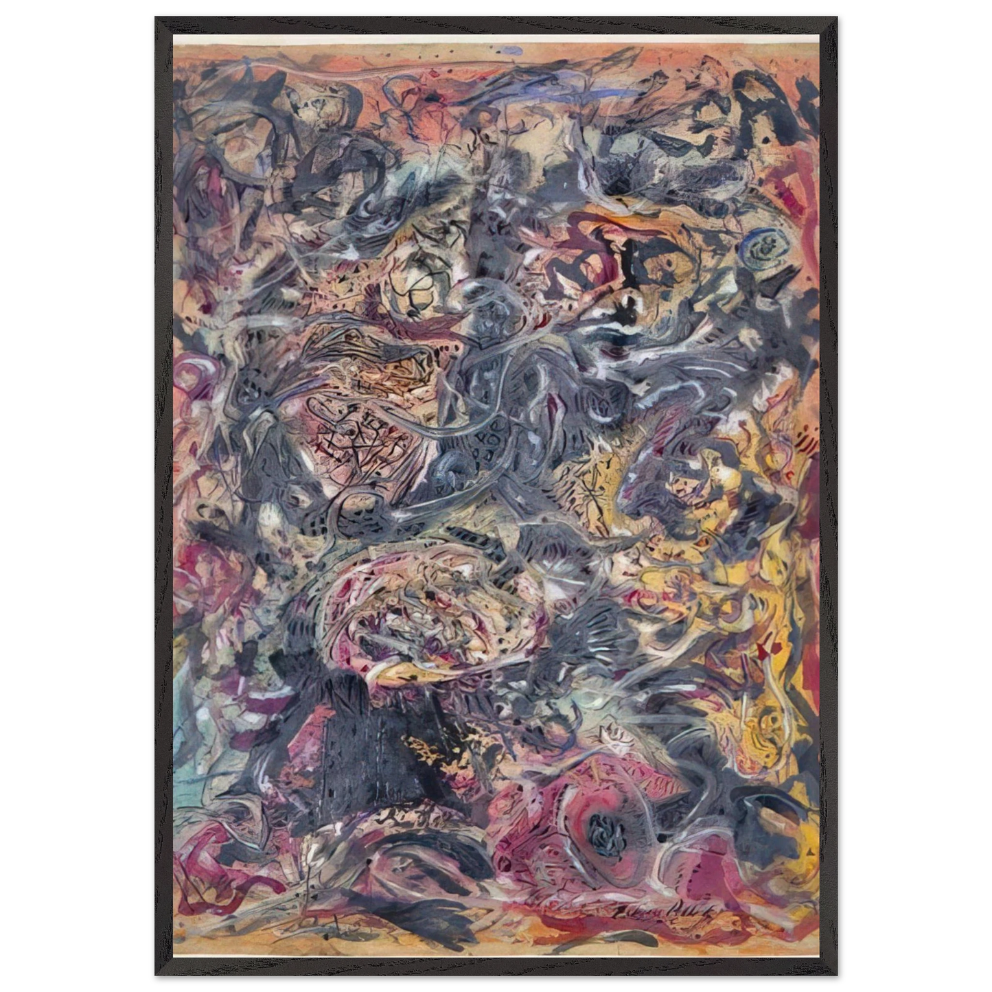 PATTERN - Jackson Pollock 70x100 cm / 28x40 inches Framed Art Print – Black Wooden Frame