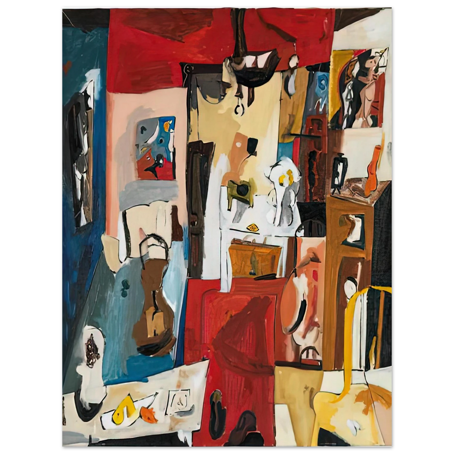 Helen Frankenthaler - 21st Street Studio, 1950- Wall Art - 21x29.7 cm / 8x12" - Premium Wooden Framed Poster With Fine Art Paper-canvas - Wood frame