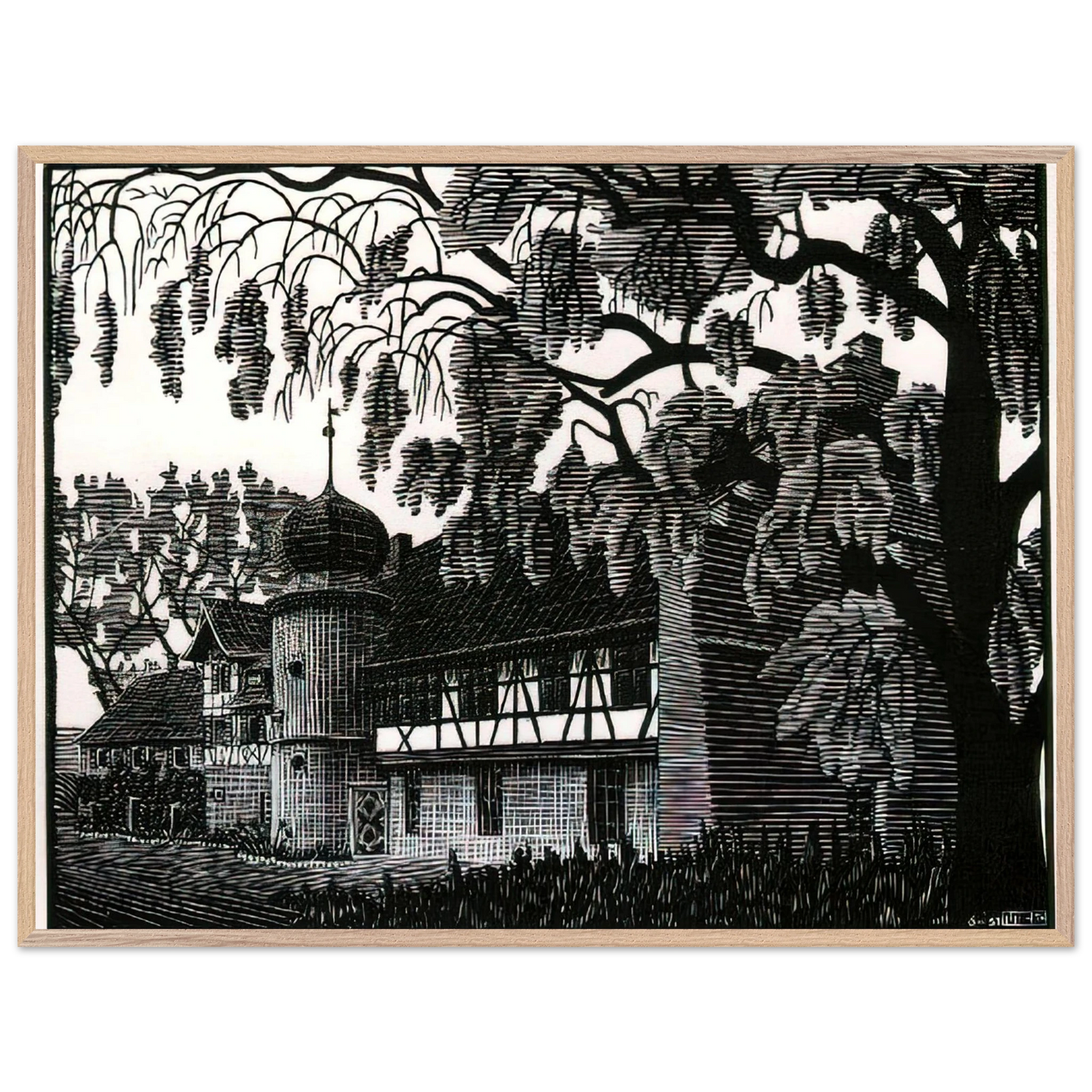 MC Escher - ESCHER (12) Wall Art - 21x29.7 cm / 8x12" - Premium Wooden Framed Poster With Fine Art Paper-canvas - Wood frame