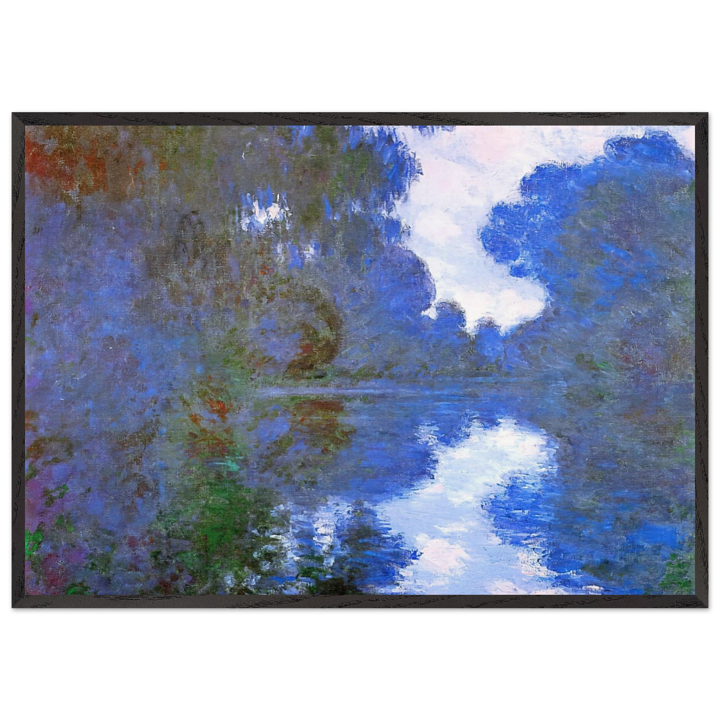 Morning on the Seine Clear Weather 02 - claude monet 70x100 cm / 28x40 inches Framed Art Print – Black Wooden Frame
