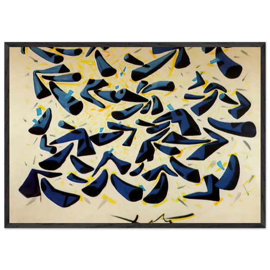 BLUE HORNS DESIGN FOR A SCARF - Salvador Dali 70x100 cm / 28x40 inches Framed Art Print – Black Wooden Frame