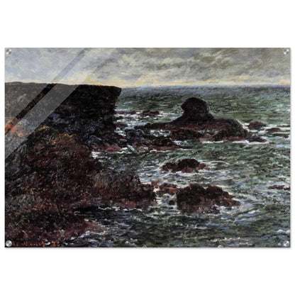 Rocky Coast and the Lion Rock, Belle-Ile - claude monet Acrylic Print - 70x100 cm / 28x40″ inches | claude monet Wall Art | claude monet Prints