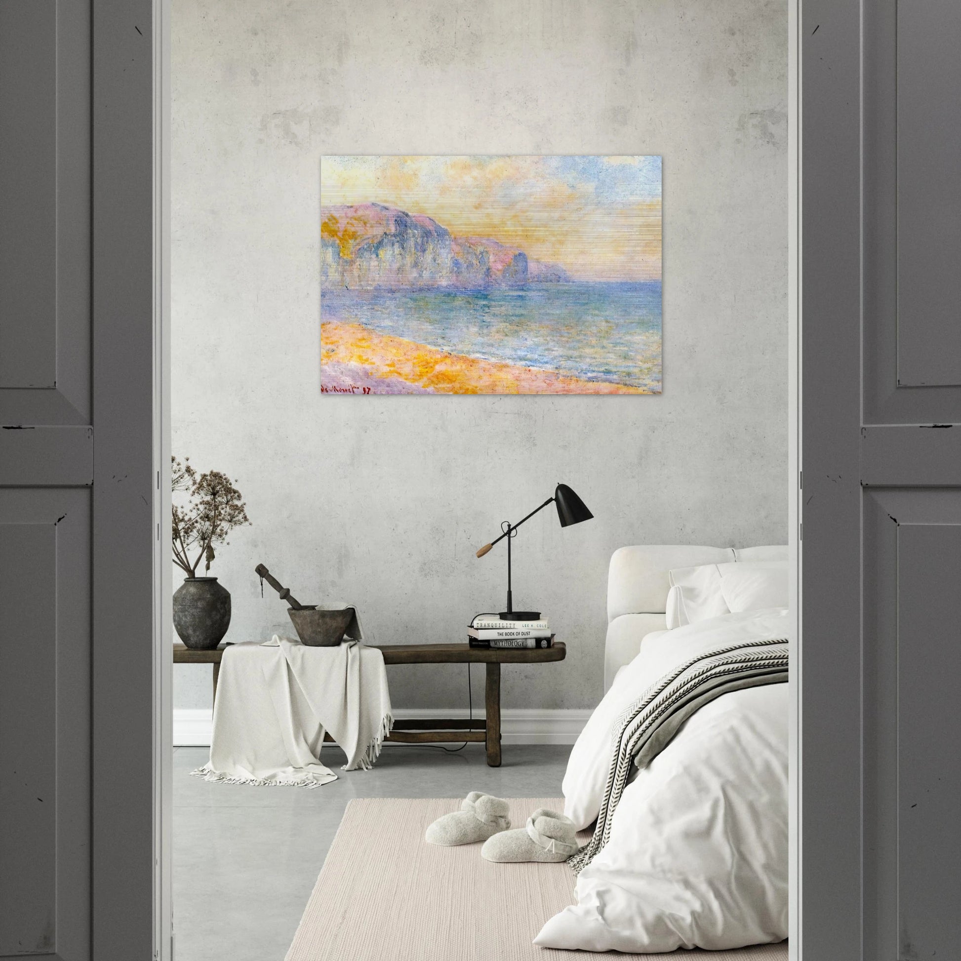 Cliffs at Pourville, Morning - claude monet Brushed Aluminum Print - 70x100 cm / 28x40 inches | claude monet Aluminum Print | claude monet Prints