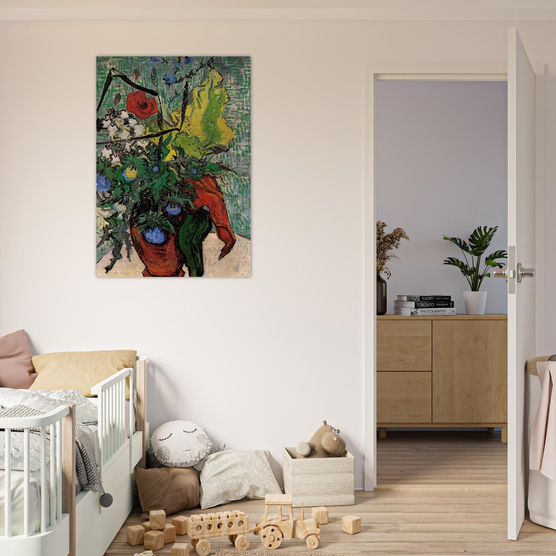 Wild Flowers and Thistles in a Vase - Vincent van Gogh Brushed Aluminum Print - 70x100 cm / 28x40 inches | Vincent van Gogh Aluminum Print | Vincent van Gogh Prints