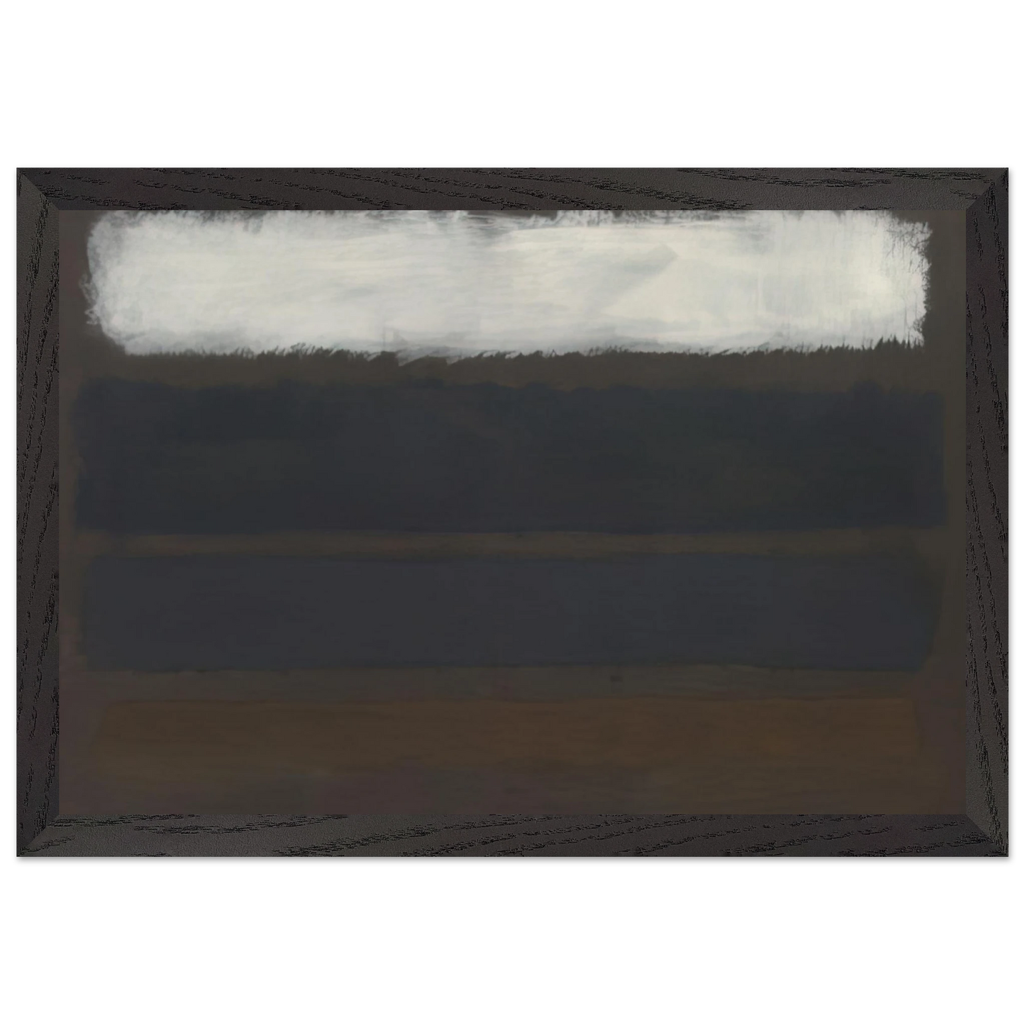 Mark Rothko - No. 14 Horizontals, White over Darks - 1961 Wall Art - 60x80 cm / 24x32 inches - Premium Wooden Framed Poster With Fine Art Paper - Black frame