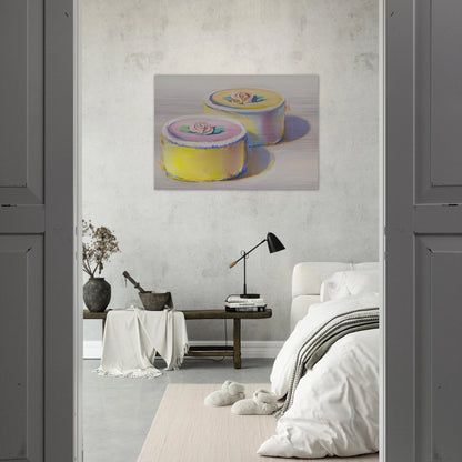 Rosebud Cakes - 1995 - Wayne Thiebaud Brushed Aluminum Print - 70x100 cm / 28x40 inches | Wayne Thiebaud Aluminum Print | Wayne Thiebaud Prints