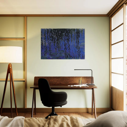 Water Lilies and Weeping Willow Branches - claude monet Brushed Aluminum Print - 70x100 cm / 28x40 inches | claude monet Aluminum Print | claude monet Prints