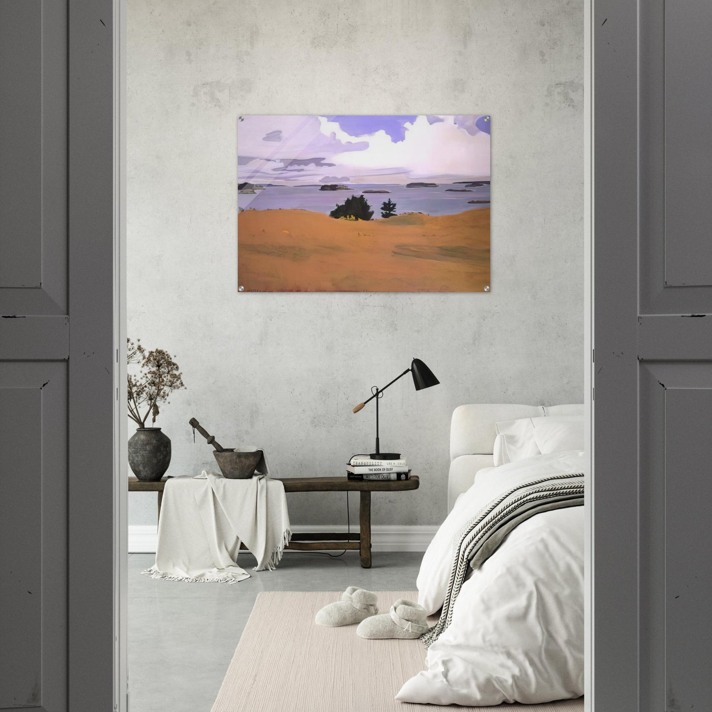 PENOBSCOT BAY WITH YELLOW FIELD 1968 - Fairfield Porter Acrylic Print - 70x100 cm / 28x40″ inches