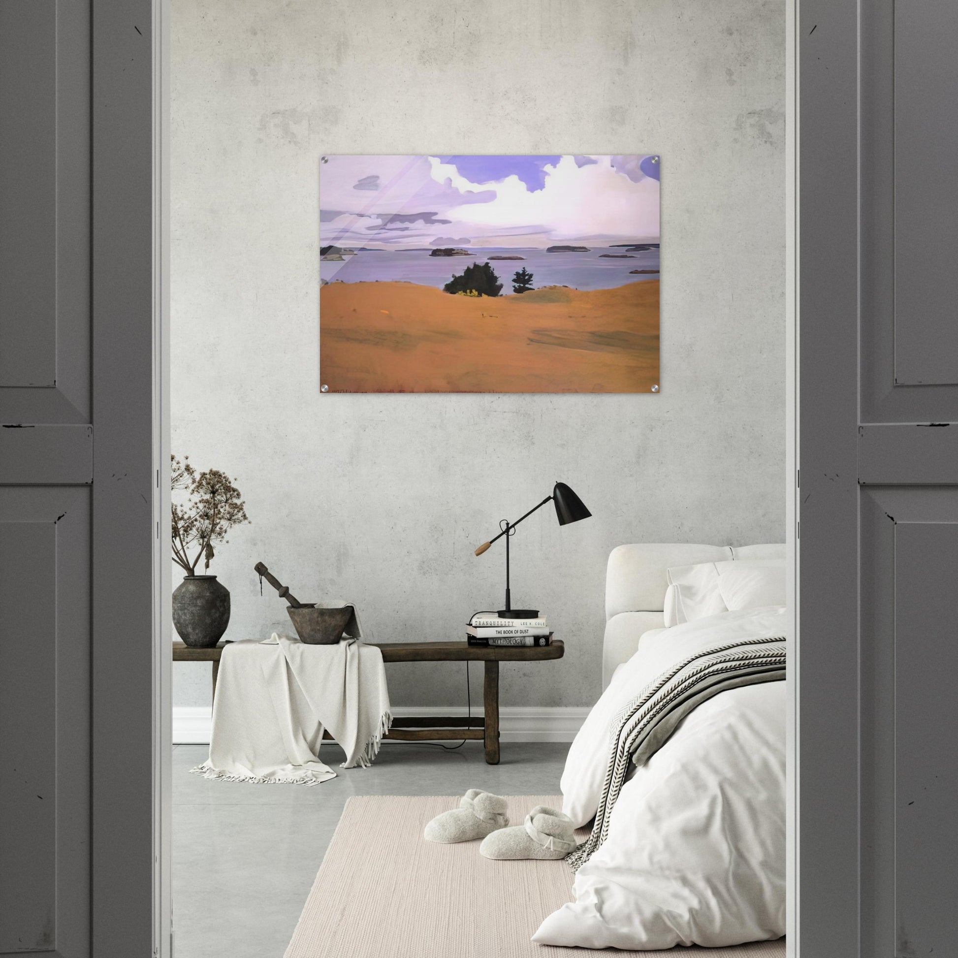 PENOBSCOT BAY WITH YELLOW FIELD 1968 - Fairfield Porter Acrylic Print - 70x100 cm / 28x40″ inches