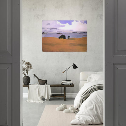 PENOBSCOT BAY WITH YELLOW FIELD 1968 - Fairfield Porter Acrylic Print - 70x100 cm / 28x40″ inches