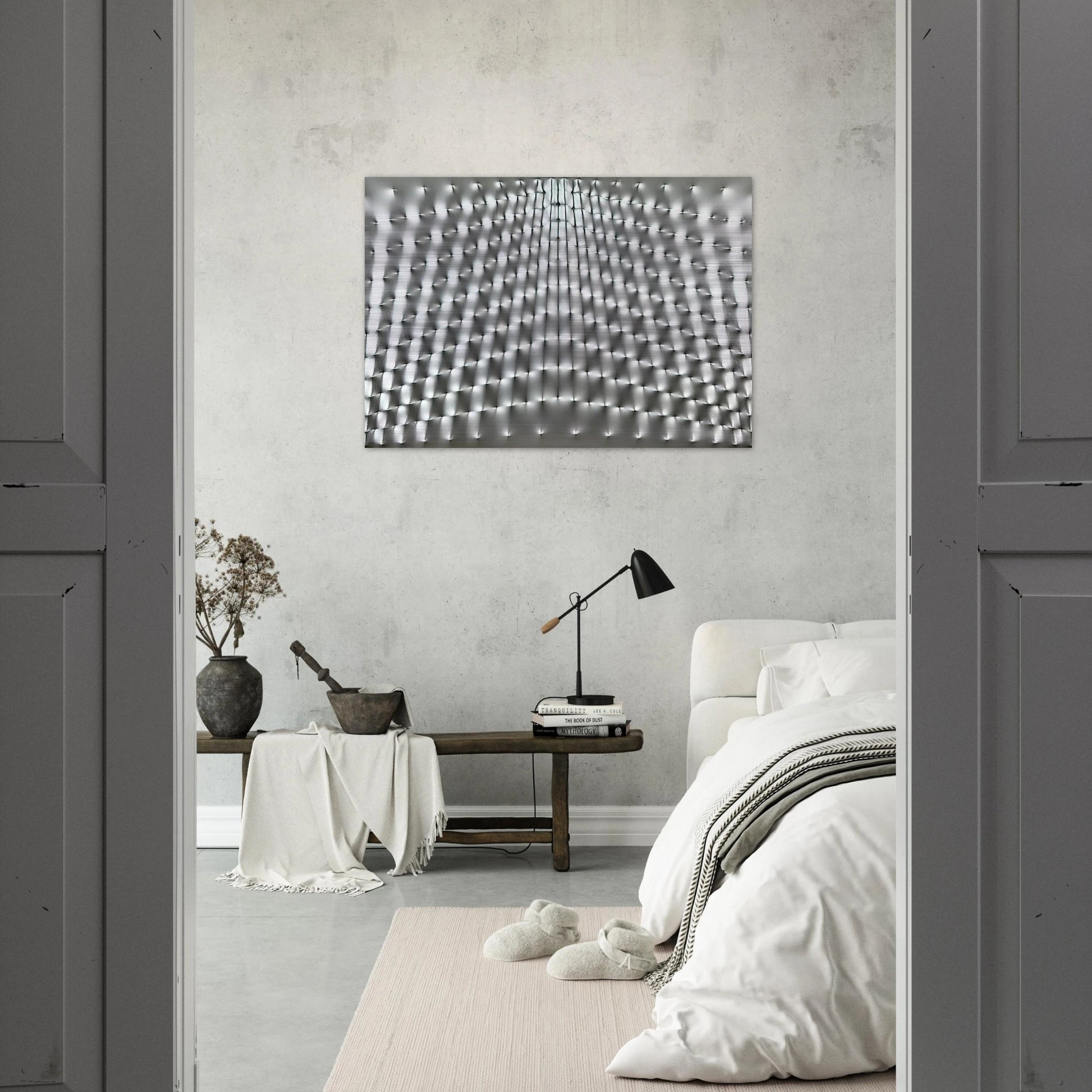 Superficie Argento - 1973 - Enrico Castellani Brushed Aluminum Print - 70x100 cm / 28x40 inches | Enrico Castellani Aluminum Print | Enrico Castellani Prints