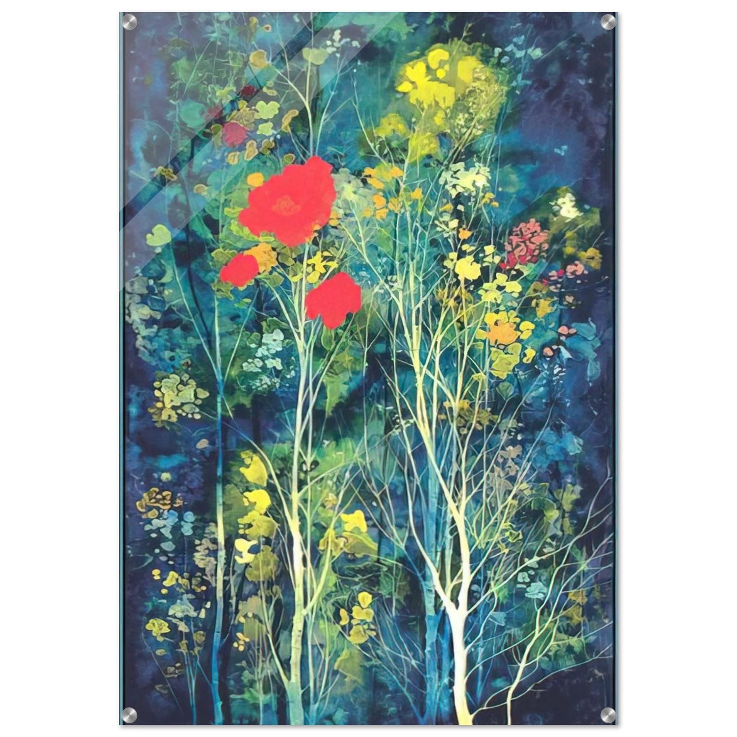 Poppies and Flowers - Eyvind Earle Acrylic Print - 70x100 cm / 28x40″ inches