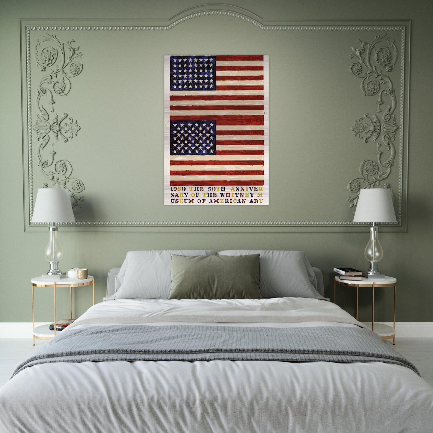 TWO FLAGS WHITNEY ANNIVERSARY ULAE 207 1980 - Jasper Johns Brushed Aluminum Print - 70x100 cm / 28x40 inches | Jasper Johns Aluminum Print | Jasper Johns Prints