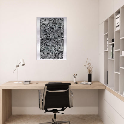 LABYRINTH 1989 - Keith Haring Brushed Aluminum Print - 70x100 cm / 28x40 inches | Keith Haring Aluminum Print | Keith Haring Prints