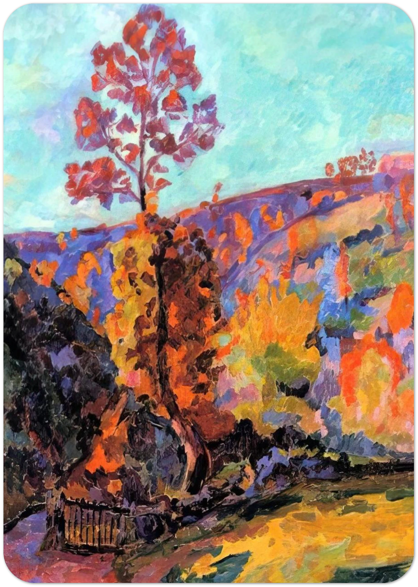 Paysage à Crozant - 1917 By Armand Guillaumin Pack of 10 Post Cards | Armand Guillaumin Post Cards | A6 (10.5 x 14.8 cm) - 4.1 x 5.8 inches