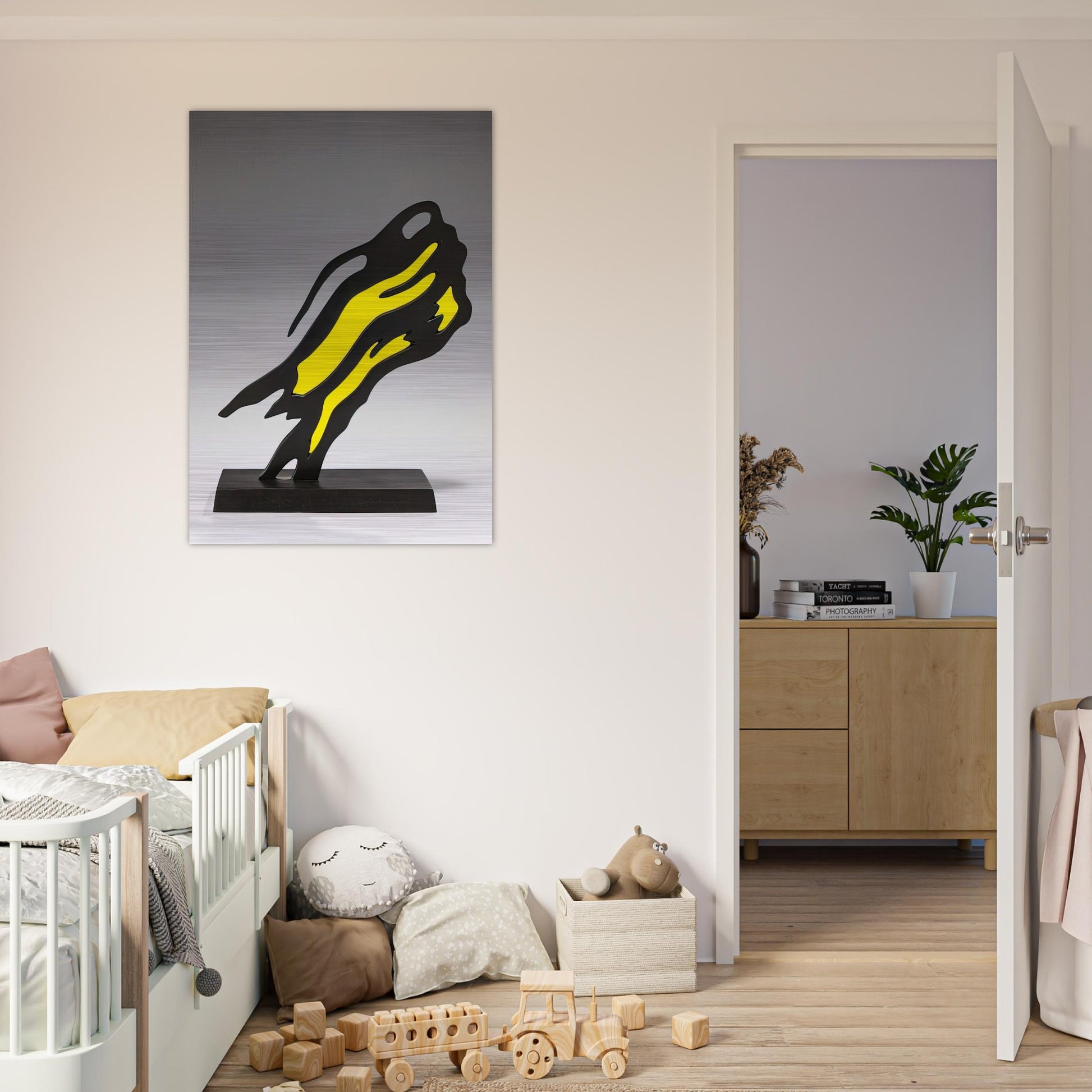 WEISMAN AWARD YELLOW BRUSHSTROKE 1991 - Roy Lichtenstein Brushed Aluminum Print - 70x100 cm / 28x40 inches | Roy Lichtenstein Aluminum Print | Roy Lichtenstein Prints