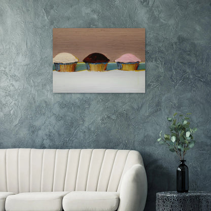 Neapolitan Cupcakes - 2008 - Wayne Thiebaud Brushed Aluminum Print - 70x100 cm / 28x40 inches | Wayne Thiebaud Aluminum Print | Wayne Thiebaud Prints