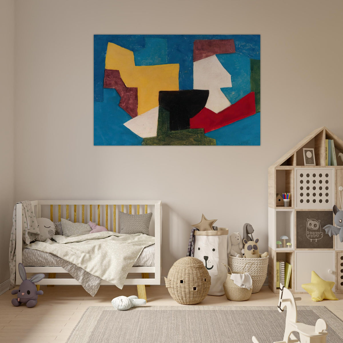 Composition multicolore à dominante bleue - 1969 - Serge Poliakoff Art Prints - 100x150 cm / 40x60″ inches | Serge Poliakoff Poster | Serge Poliakoff Prints