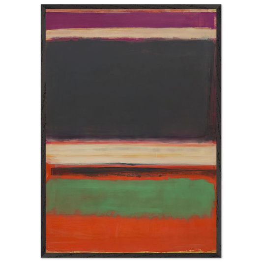 No3No13 Magenta Black Green on Orange - 1949 - Mark Rothko 70x100 cm / 28x40 inches Framed Art Print – Black Wooden Frame