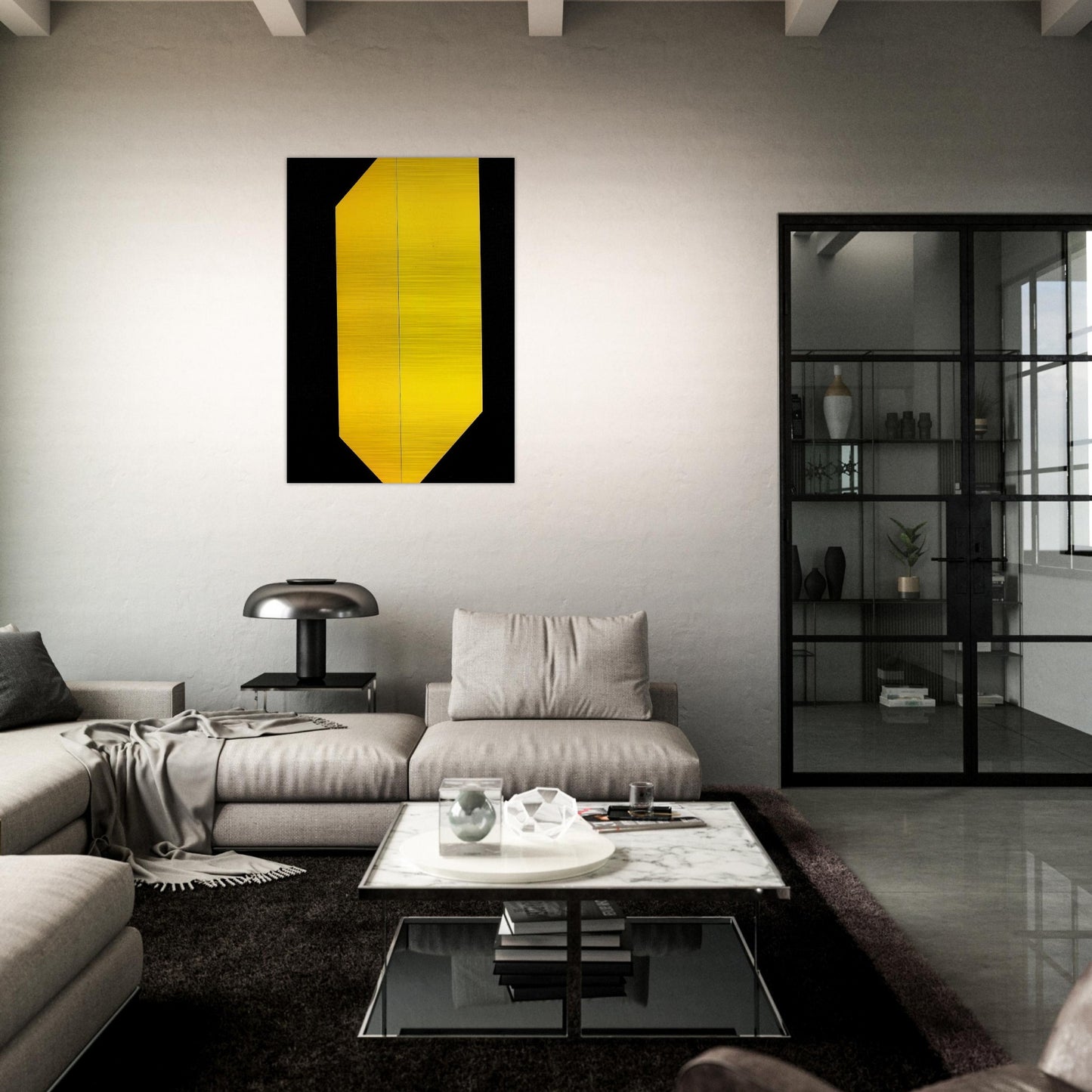 Black and Yellow - 2009 - Carmen Herrera Brushed Aluminum Print - 70x100 cm / 28x40 inches | Carmen Herrera Aluminum Print | Carmen Herrera Prints