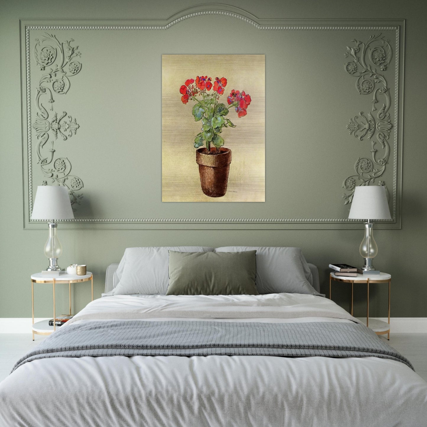 GERANIUMS 1902 - Odilon Redon Brushed Aluminum Print - 70x100 cm / 28x40 inches | Odilon Redon Aluminum Print | Odilon Redon Prints