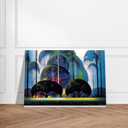 Green Forest - Eyvind Earle Brushed Aluminum Print - 70x100 cm / 28x40 inches | Eyvind Earle Aluminum Print | Eyvind Earle Prints