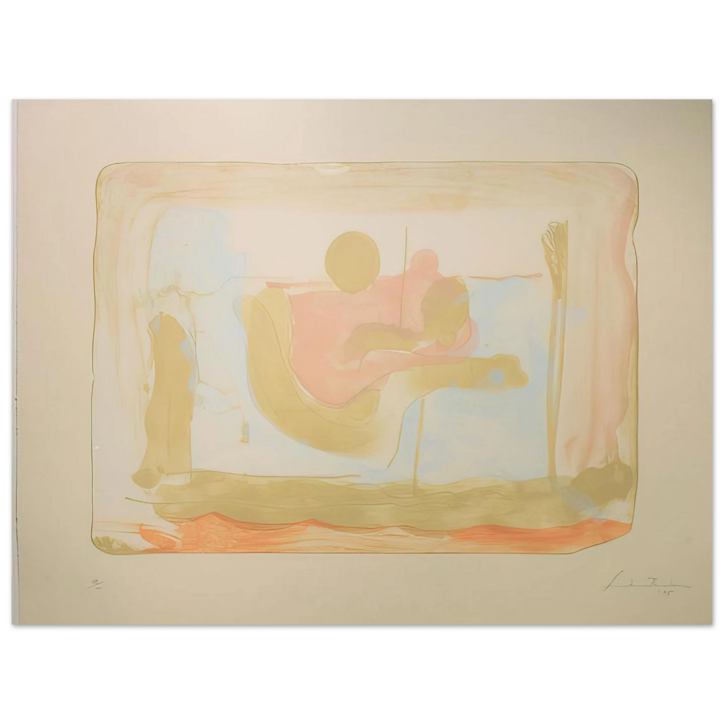 Helen Frankenthaler - Reflections I - 1995 Wall art - 30x40 cm / 12x16 inches - Premium Wooden Framed Poster With Fine Art Paper-canvas - White frame