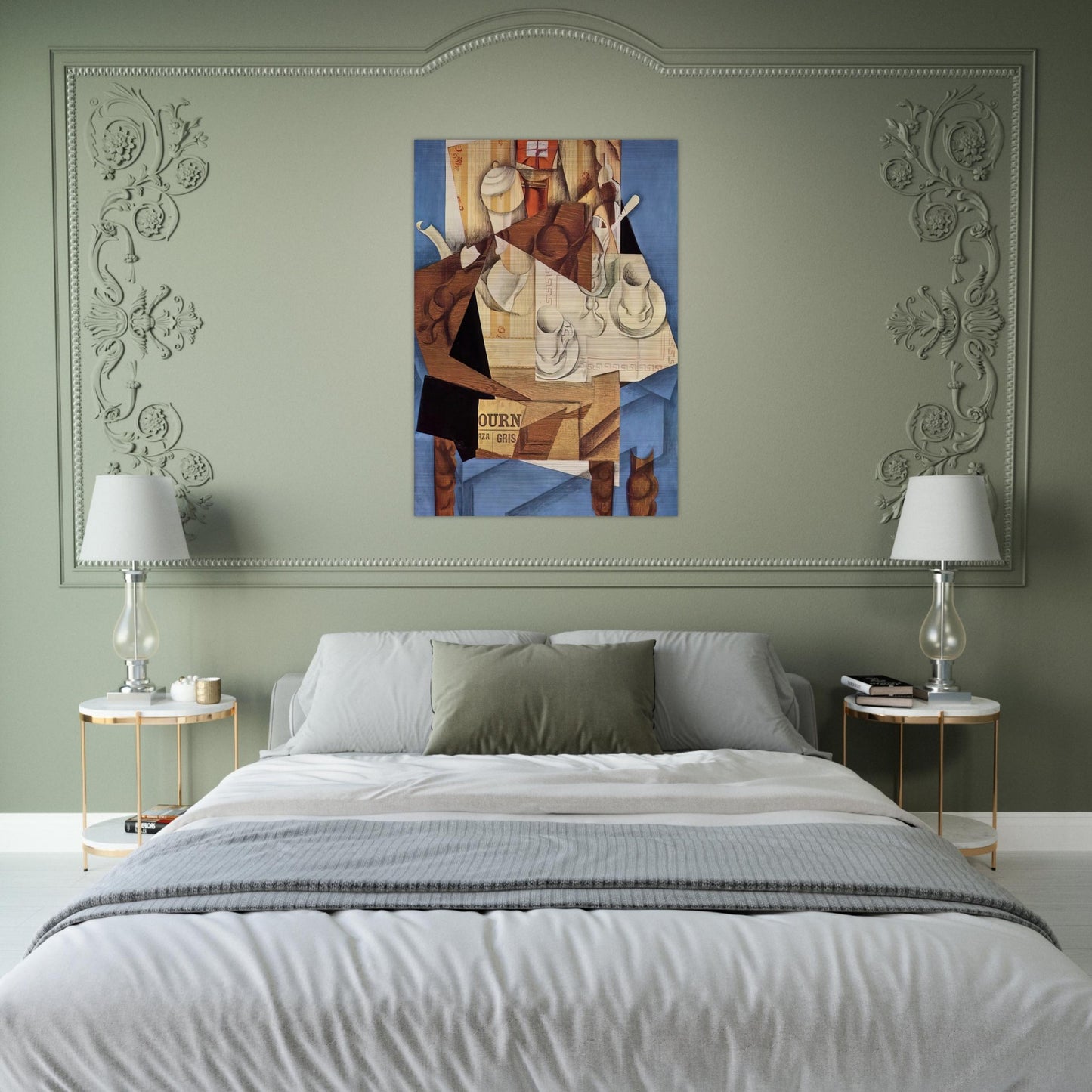 BREAKFAST 1914 - Juan Gris Brushed Aluminum Print - 70x100 cm / 28x40 inches | Juan Gris Aluminum Print | Juan Gris Prints