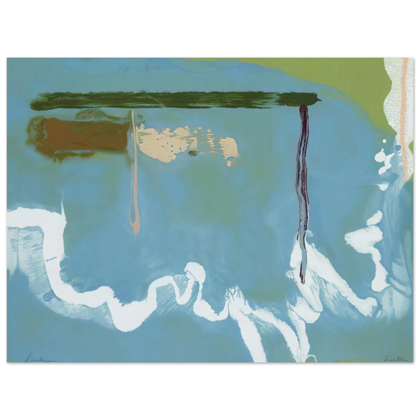 Helen Frankenthaler - Skywriting - 1997 Wall art - 15x20 cm / 6x8 inches - Premium Wooden Framed Poster With Fine Art Paper-canvas - White frame
