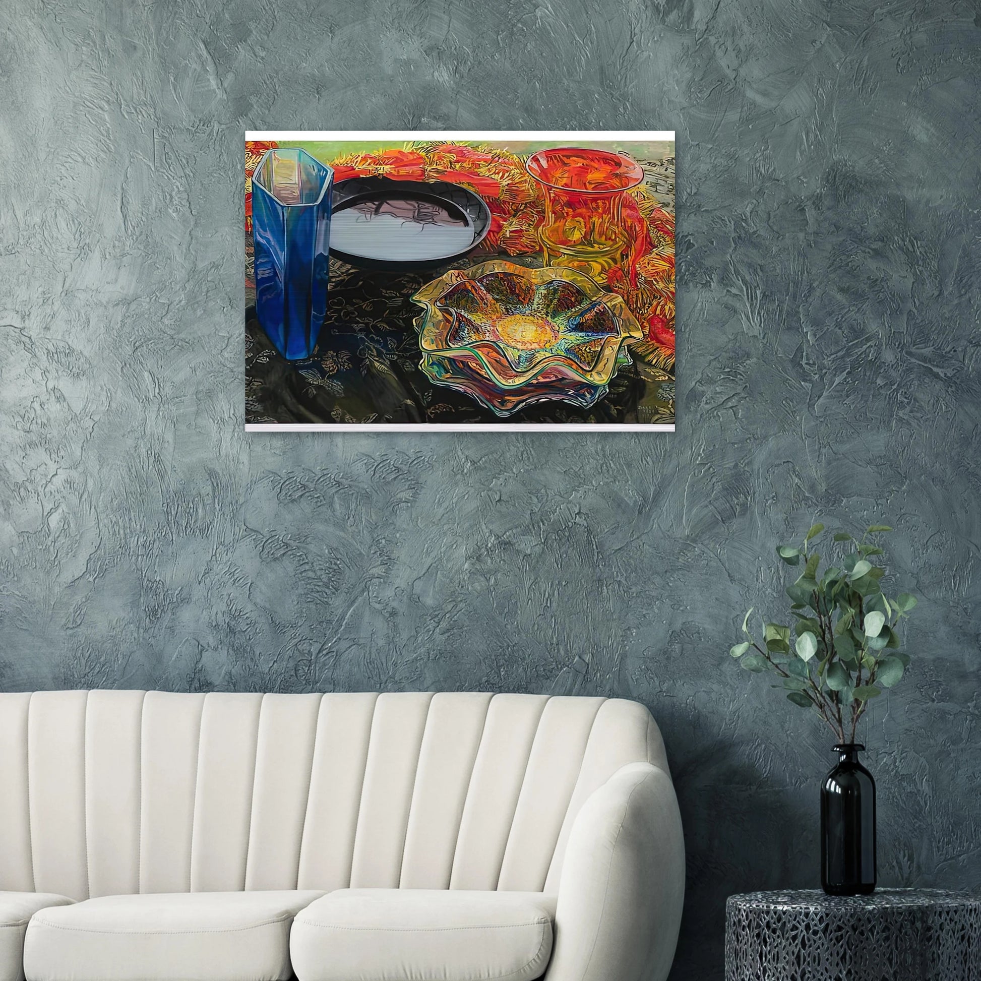 BLACK BOWL RED SCARF 2007 - Janet Fish Brushed Aluminum Print - 70x100 cm / 28x40 inches | Janet Fish Aluminum Print | Janet Fish Prints