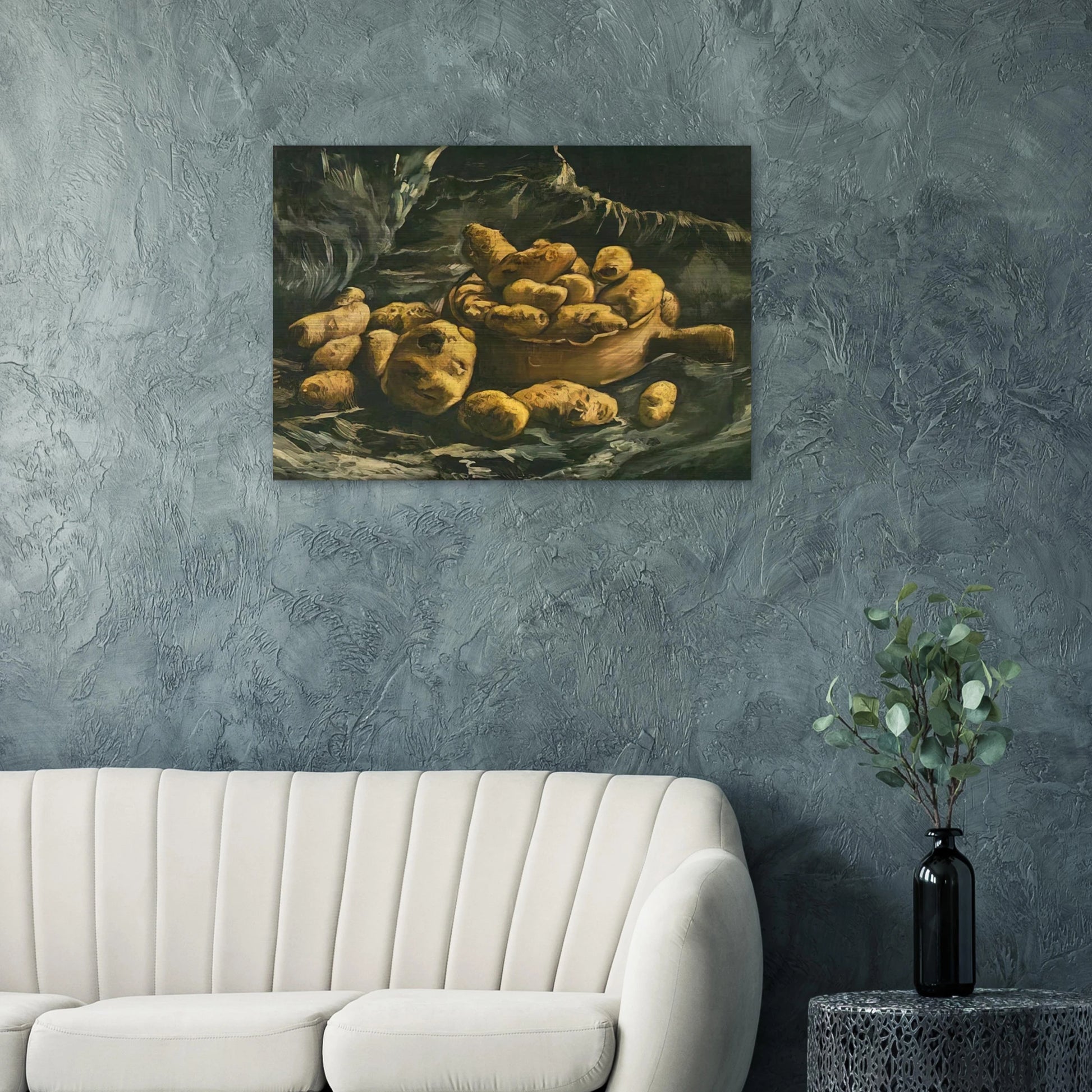 Still life with an Earthern bowl and potatoes - Vincent van Gogh Brushed Aluminum Print - 70x100 cm / 28x40 inches | Vincent van Gogh Aluminum Print | Vincent van Gogh Prints