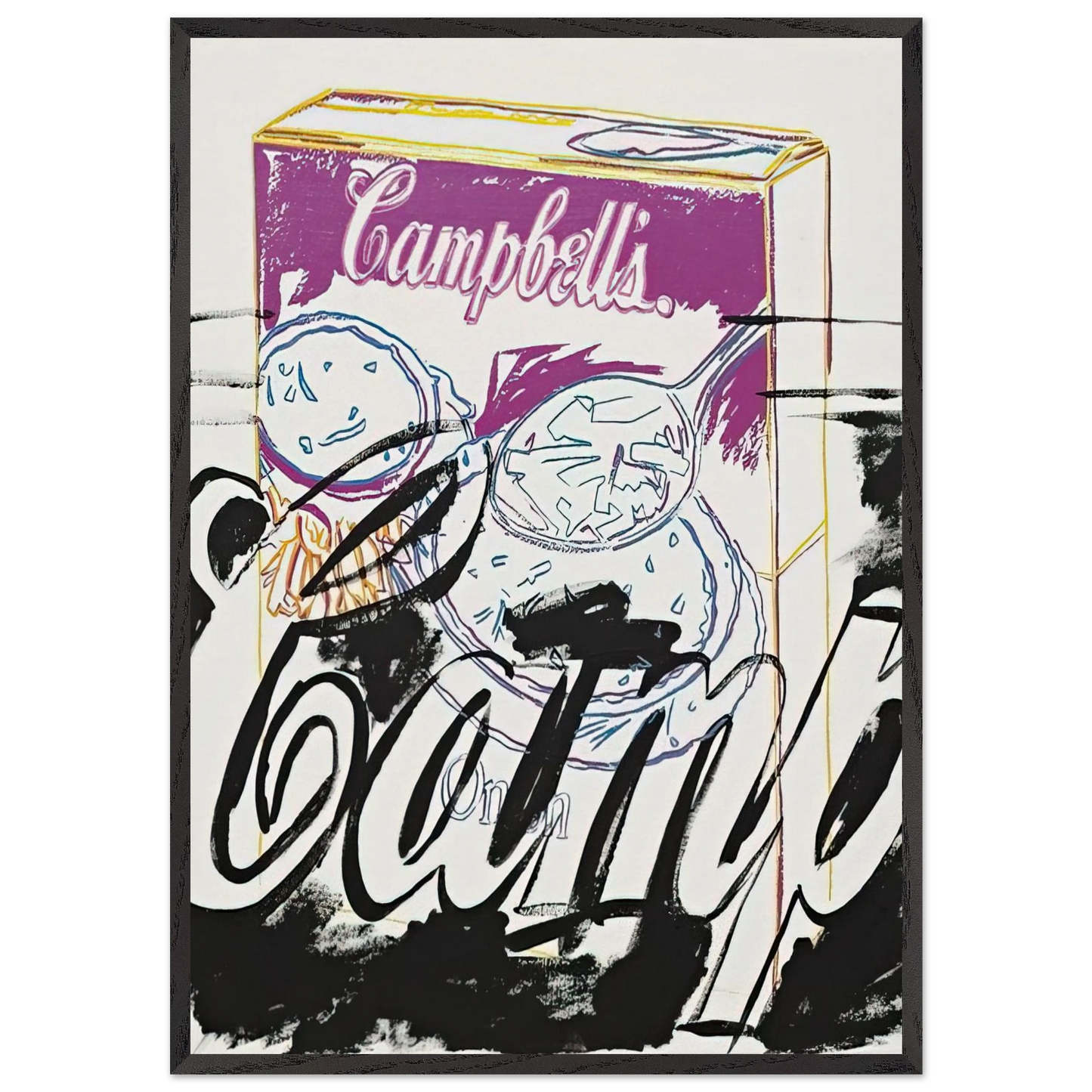 Campells Onion Soup Box - Andy Warhol 70x100 cm / 28x40 inches Framed Art Print – Black Wooden Frame