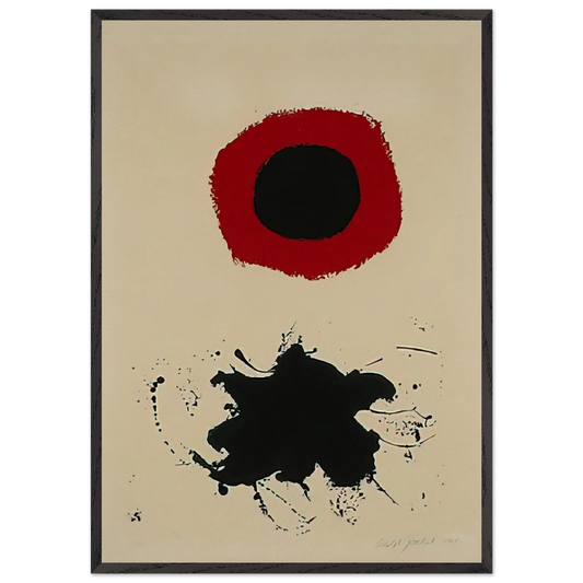 White Ground-Red Halo - 1966 - Adolph Gottlieb 70x100 cm / 28x40 inches Framed Art Print – Black Wooden Frame