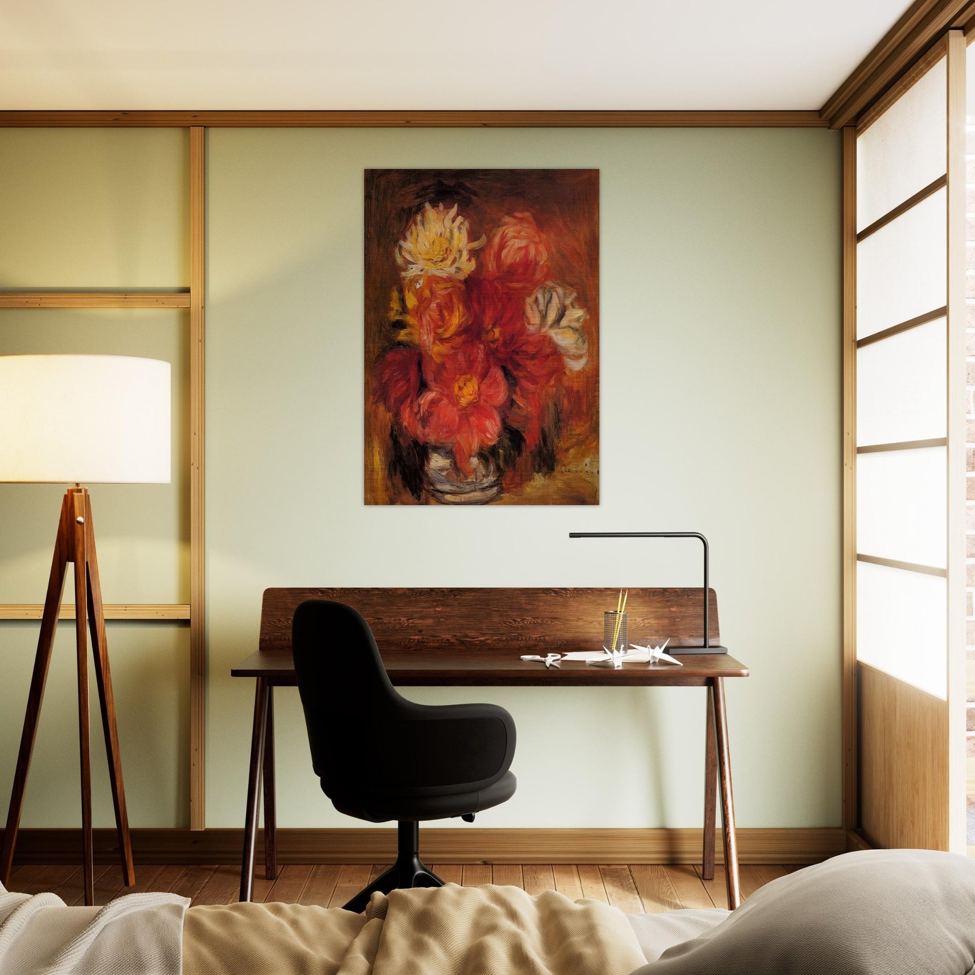 Dahlias - Pierre-Auguste Renoir Brushed Aluminum Print - 70x100 cm / 28x40 inches | Pierre-Auguste Renoir Aluminum Print | Pierre-Auguste Renoir Prints